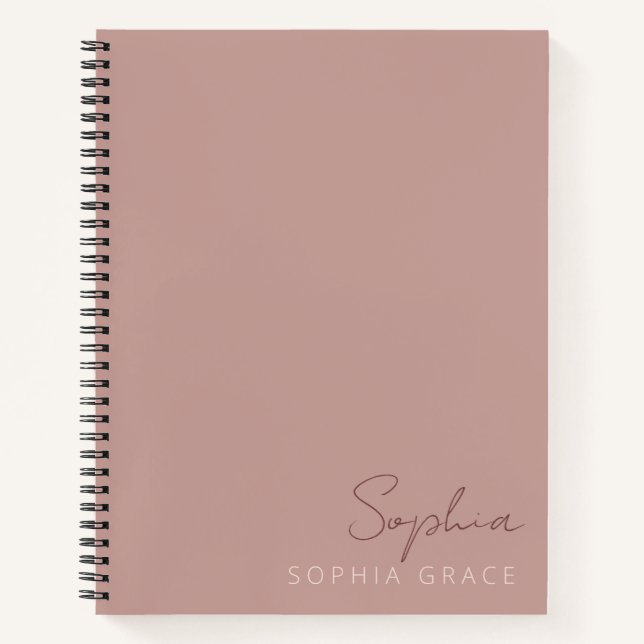 Customized Dusty Rose Modern Monogram Name Notebook (Front)