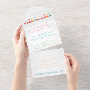 Customized EASTER EGGS HUNT Bunny Party Supplies All In One Invitation