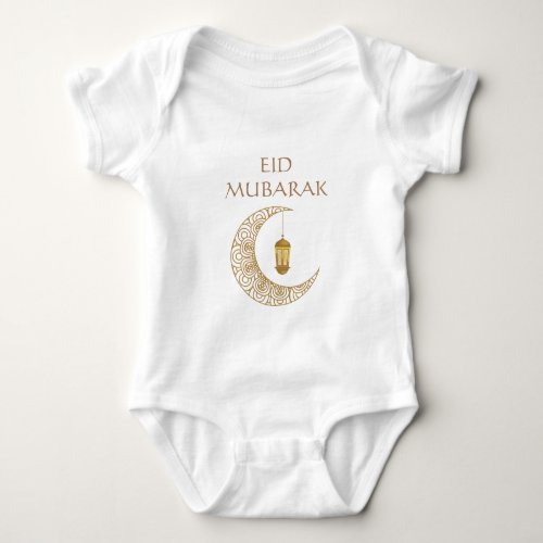 Customized Eid Mubarak with Decorated Crescent  Baby Bodysuit