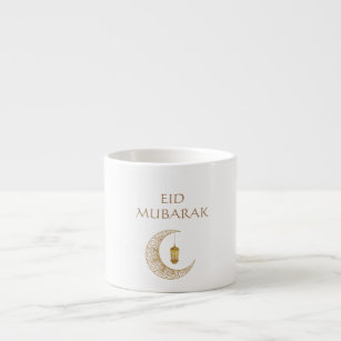 Customized Eid Mubarak with Decorated Crescent  Espresso Cup