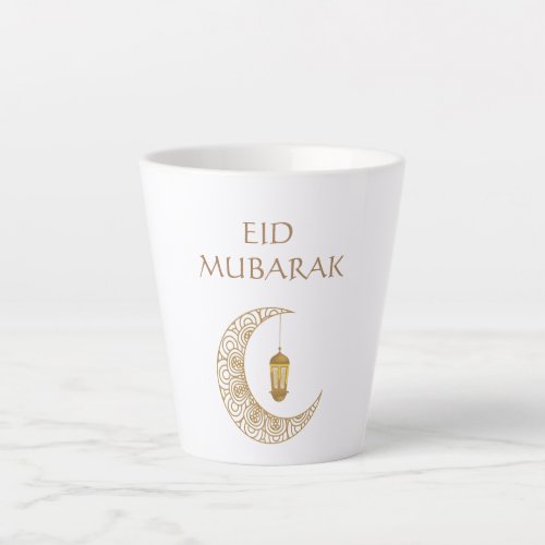 Customized Eid Mubarak with Decorated Crescent  Latte Mug