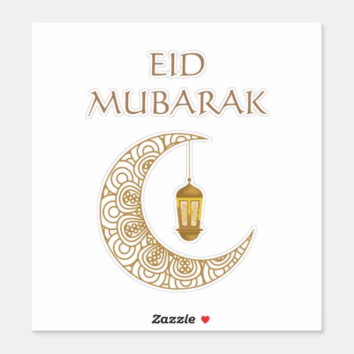 Customized Eid Mubarak with Decorated Crescent  Sticker