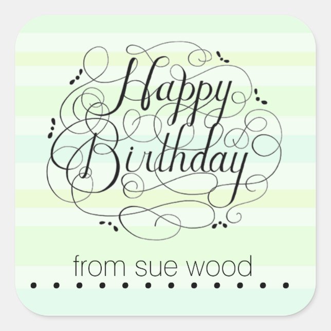 Customized Elegant Birthday Gift Bag Stickers (Front)