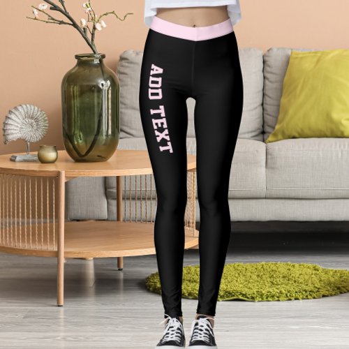 Customized Elegant Classic Black And Pink Stripes Leggings