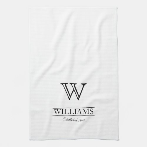 Customized Elegant Classy Monogram Family Name Kitchen Towel