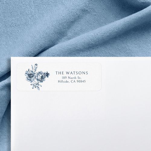 Customized Elegant Engraved Blue Floral  Label