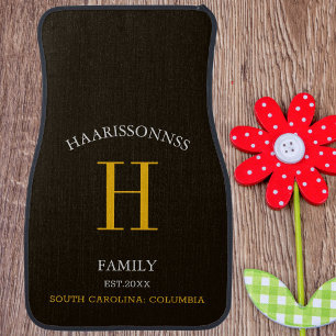 Customized Elegant Family Name Monogrammed Set of Car Floor Mat