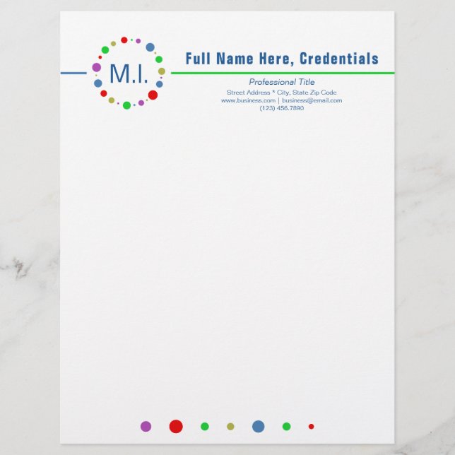 Customized Elegant Minimalist Colorful Circles Art Letterhead (Front)