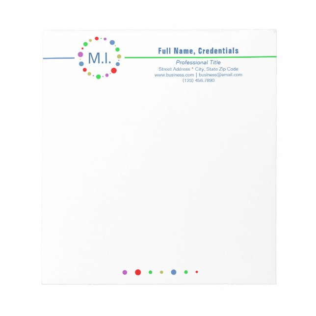 Customized Elegant Minimalist Colorful Circles Art Notepad (Front)