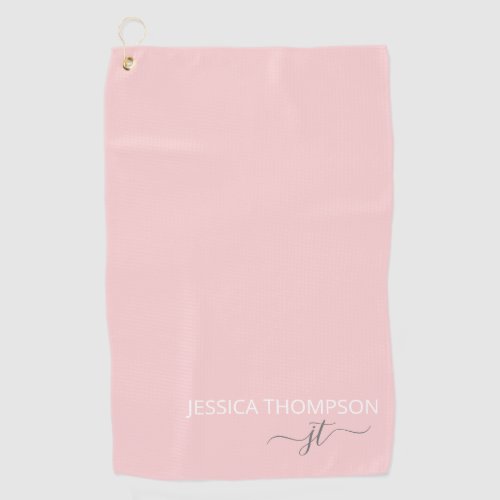Customized Elegant Modern Monogram Name Blush Pink Golf Towel