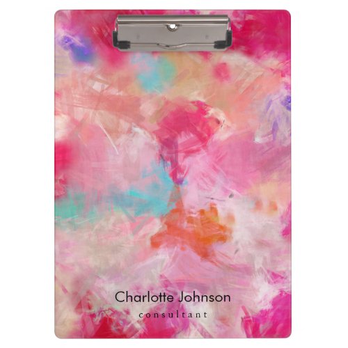 Customized Elegant Pink Abstract Spring Flowers   Clipboard