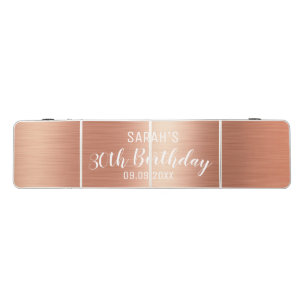 Customized Elegant Rose Gold Any Age 30 Birthday Beer Pong Table