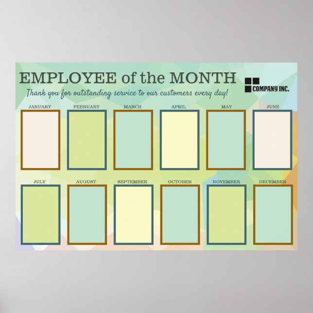 Customized employee of the month photo display poster (Front)