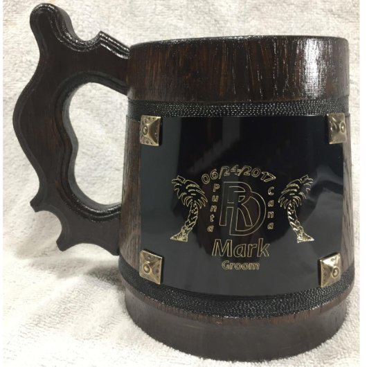 Customized Engraved 20 oz. Wooden Stein (Front)