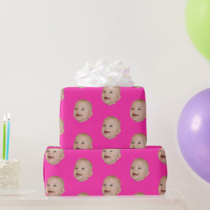 Customized Face 1st 10th 20th 30th Birthday Party Wrapping Paper