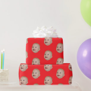 Customized Face 1st 10th 20th 30th Birthday Party Wrapping Paper