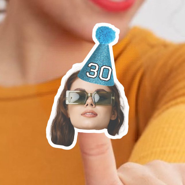 Customized Face Photo Age Party Hat Birthday Sticker (Creator Uploaded)