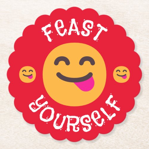 Customized Face Savoring Food Emoji Feast Yourself Paper Coaster