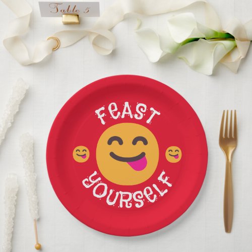 Customized Face Savoring Food Emoji Feast Yourself Paper Plates