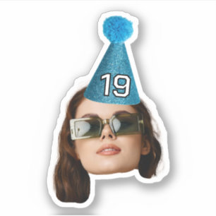 Customized Faces Photo Party hat Birthday Sticker