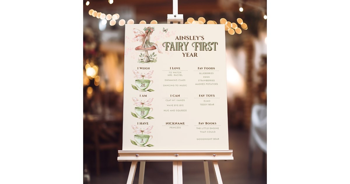 Customized Fairy First 1st Birthday Milestone Foam Board | Zazzle