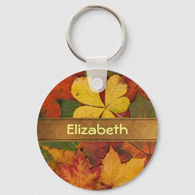 Customized Fall Foliage Leaves Keychain (Front)