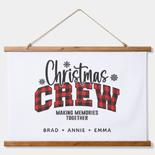 Customized Family Christmas Crew Plaid Hanging Tapestry
