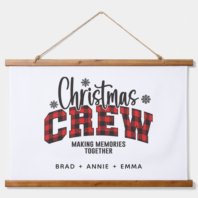 Customized Family Christmas Crew Plaid Hanging Tapestry (Front)
