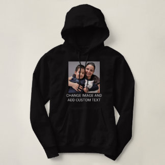 Customized Family Pet Photo Fun Text Cat Mom Black Hoodie