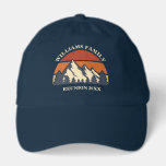 Customized Family Reunion Mountain Sunset Hat<br><div class="desc">This cool retro sunset over rocky mountains in nature makes a great image for a set of custom hats for a family reunion, road trip, or summer vacation. Commemorate your holiday week with matching gifts for mom, dad, brother and sister. Just add your own last name and the year with...</div>