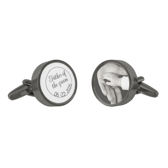 Customized Father of the Groom Photo Wedding  Cufflinks (Angled)