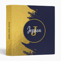 Customized Faux Gold Brushstrokes with Navy Blue