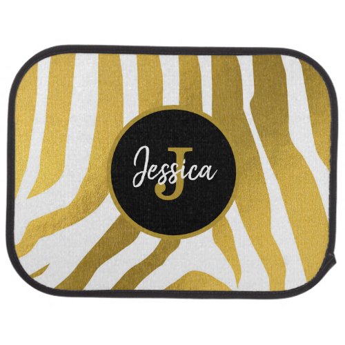 Customized Faux Gold Zebra Print Stripes Pattern Car Floor Mat