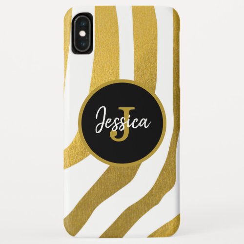 Customized Faux Gold Zebra Print Stripes Pattern iPhone XS Max Case