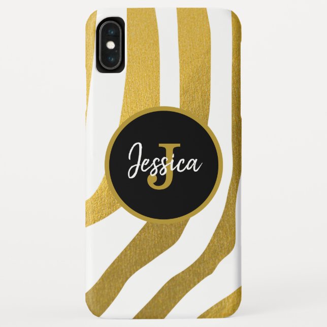 Customized Faux Gold Zebra Print Stripes Pattern Case-Mate iPhone Case (Back)