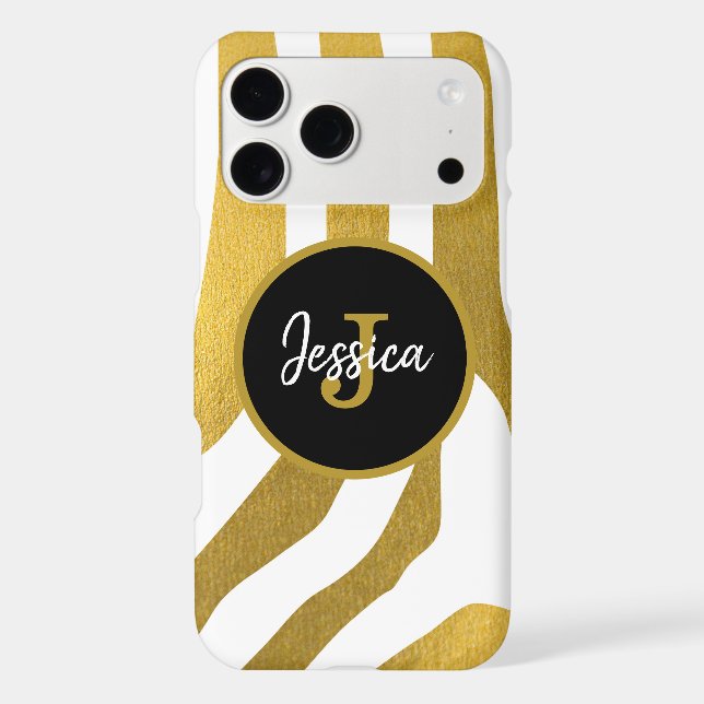 Customized Faux Gold Zebra Print Stripes Pattern Case-Mate iPhone Case (Back)