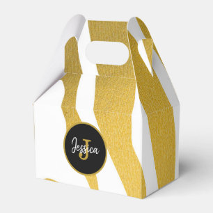 Customized Faux Gold Zebra Print Stripes Pattern Favor Boxes