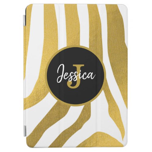 Customized Faux Gold Zebra Print Stripes Pattern iPad Air Cover