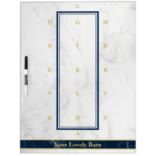 Customized Faux Marble Navy+Gold Dressage Arena Dry Erase Board