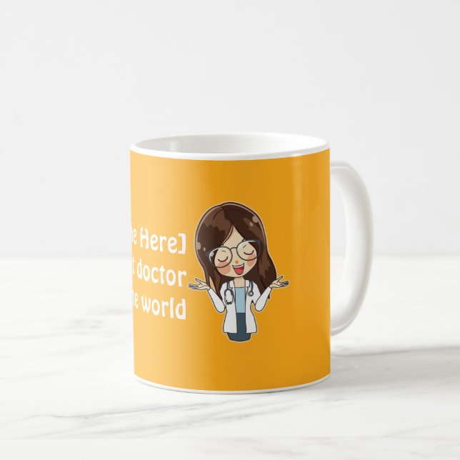 Customized Female Doctor Best Dr in world Coffee Mug (Front Right)