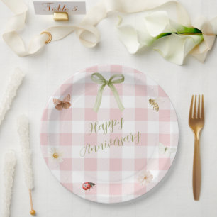 Customized Feminine Checkered Paper Plate