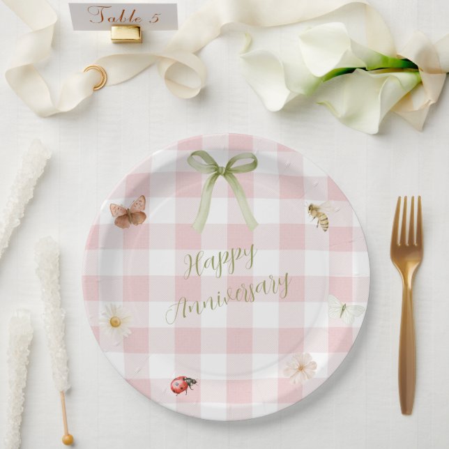 Customized Feminine Checkered Paper Plate (Wedding)