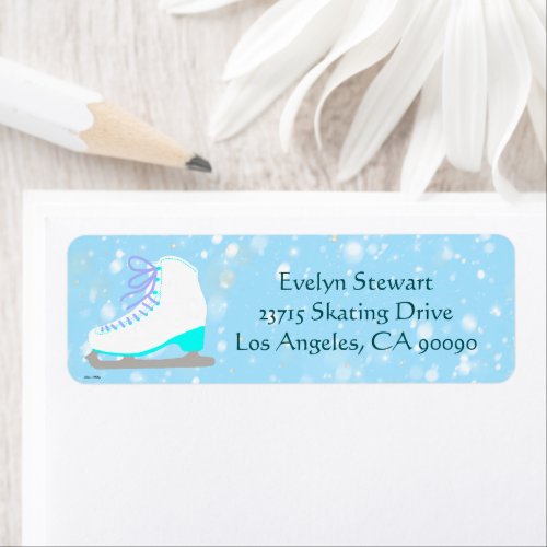 Customized Figure Skating Blue Snow Return Address Label
