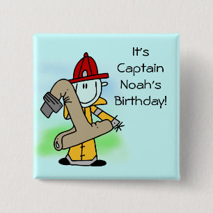 Customized Firefighter 1st Birthday Button