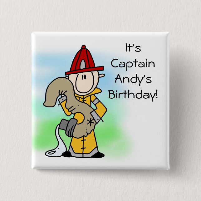 Customized Firefighter 3rd Birthday Button (Front)