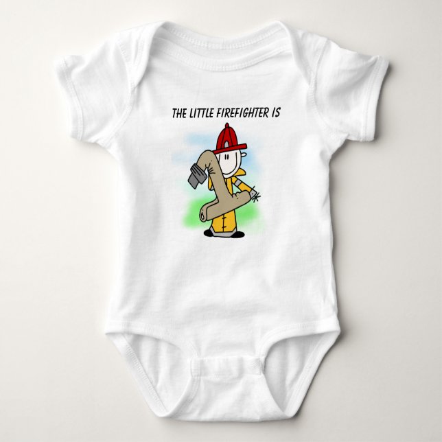 Customized Firefighter First Birthday T-shirt Baby Bodysuit (Front)