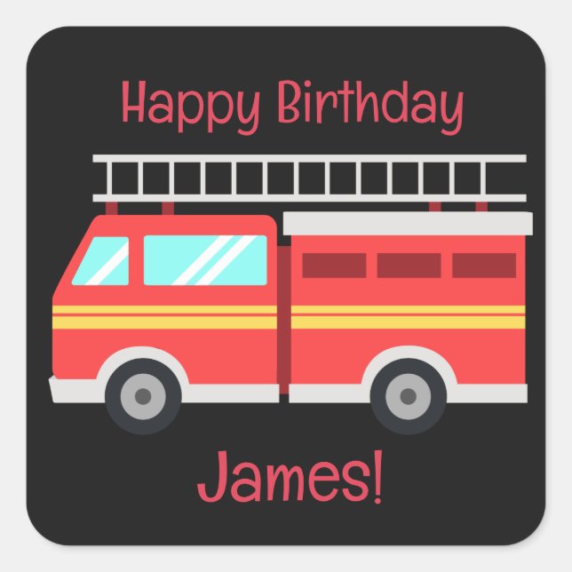 Customized Firetruck Square Sticker (Front)