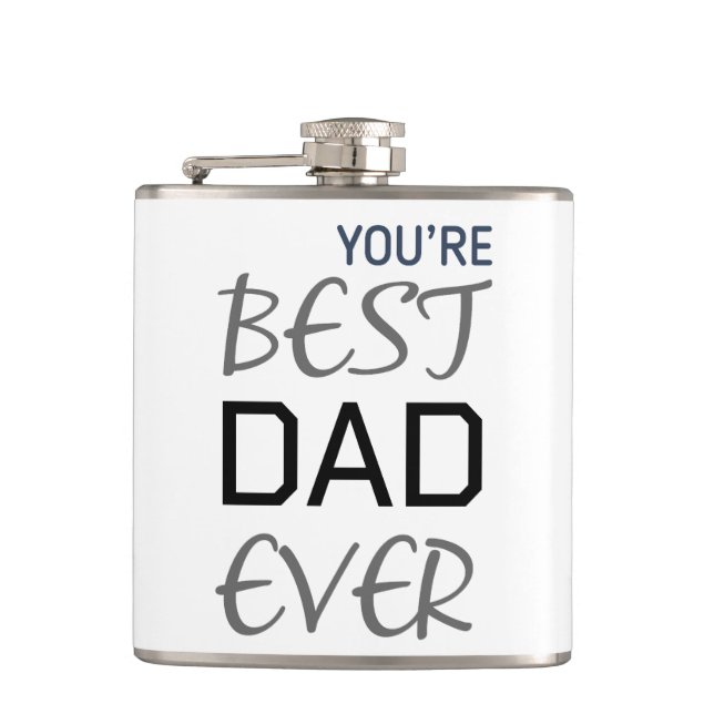 Customized Flask Best Dad Ever Typography Flask (Front)