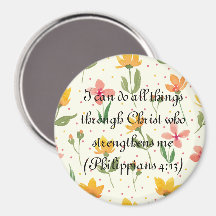 Customized Floral Circle Magnet -Bible Verse