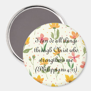 Customized Floral Circle Magnet -Bible Verse